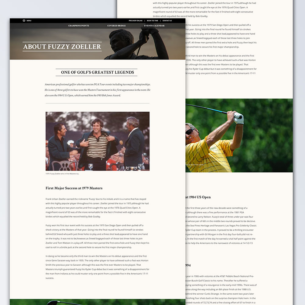 Fuzzy Zoeller Golf about page