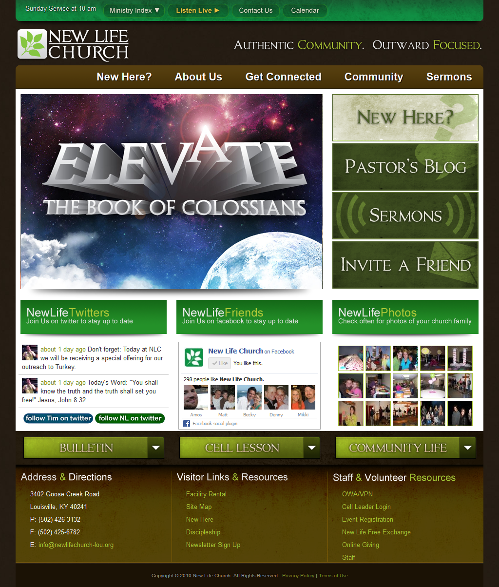 New Life Church homepage