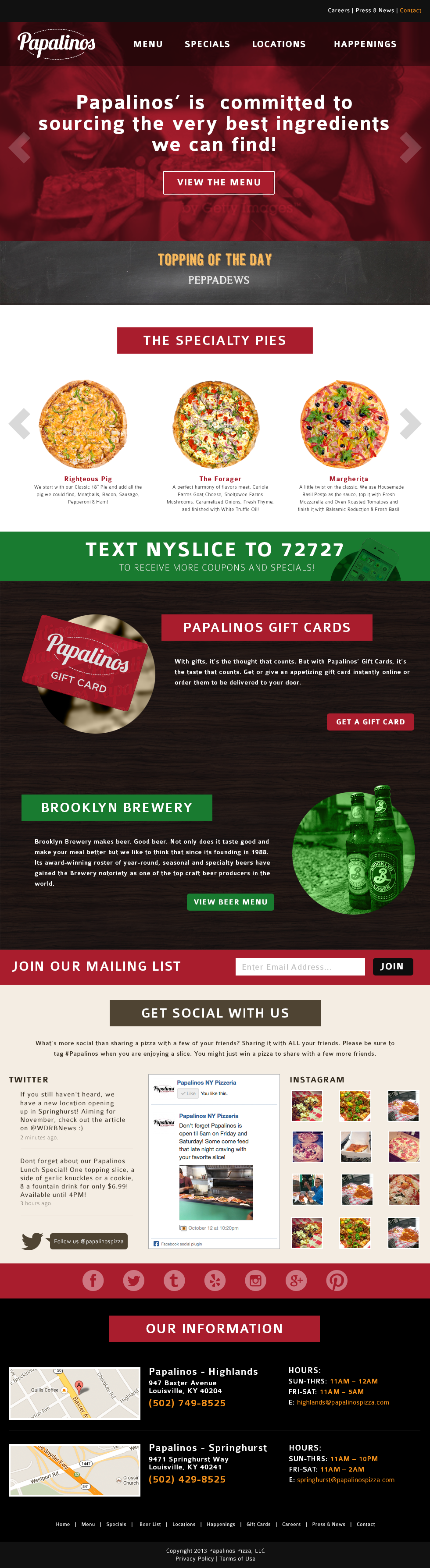Papalinos 2013 desktop homepage