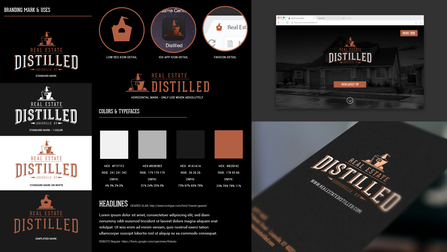 Real Estate Distilled brand guide spread